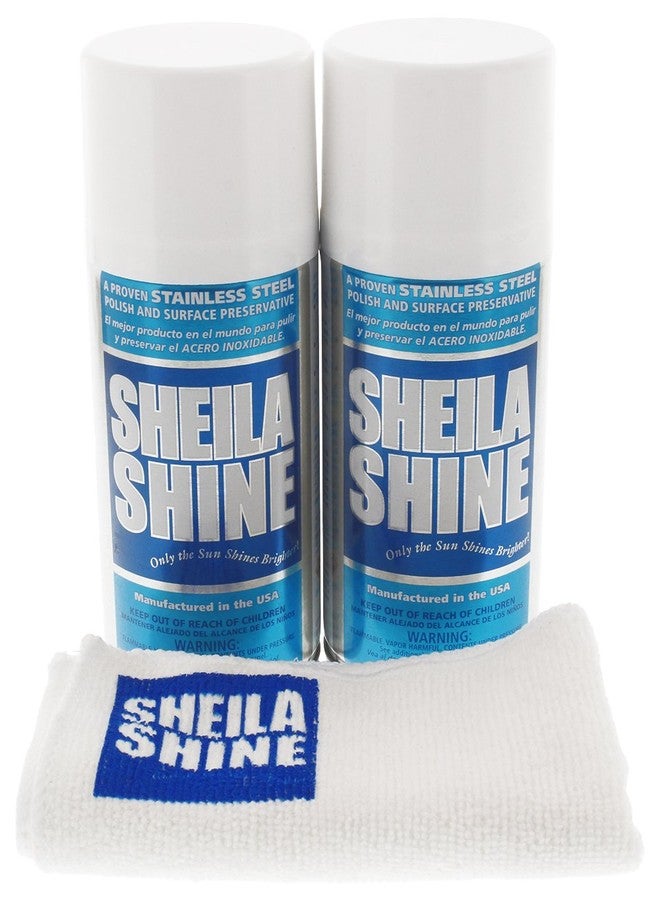 Sheila Shine 2 x 10oz Sheila Shine Stainless Steel Cleaner and Polish w/ Microfiber Cloth - Cleans, Polishes & Protects Kitchen Appliances, Refrigerators, Sinks, Ovens & Grills - Stainless Cleaner for Appliances - Image 1